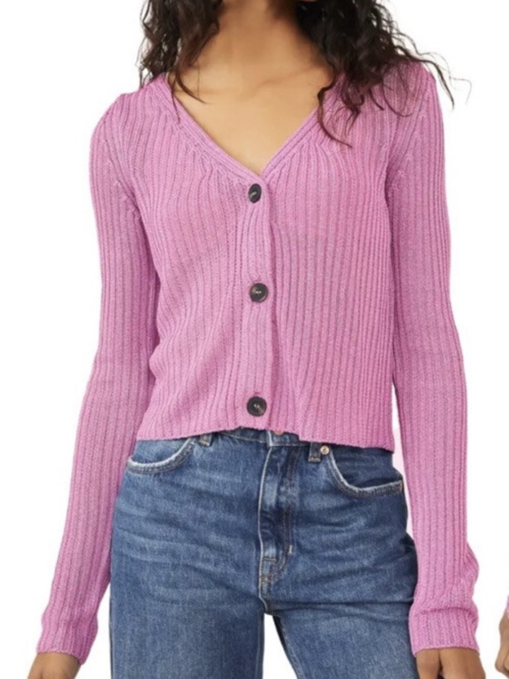 Sonoma mauve ribbed v-neck cardigan size L